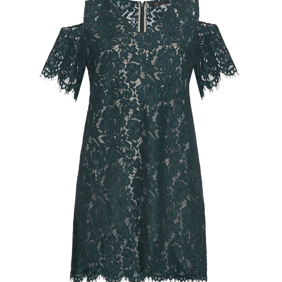 BCBG Green and Nude Lace Cold Shoulder Dress - Picture 3 of 3